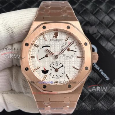 TWF  Rose Gold Power Reserve 41MM Audemars Piguet Royal Oak Dual Time Replica Watch